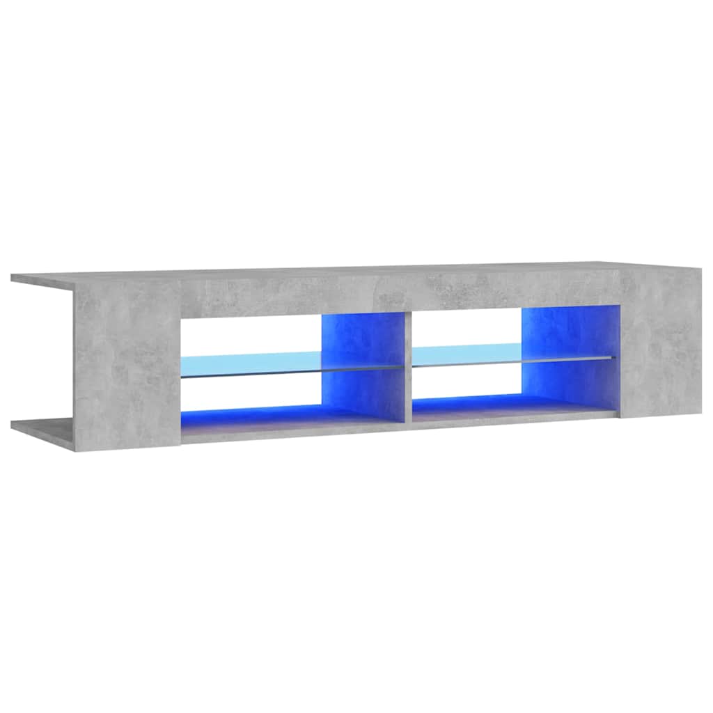 804233 vidaXL TV Cabinet with LED Lights Concrete Grey 135x39x30 cm