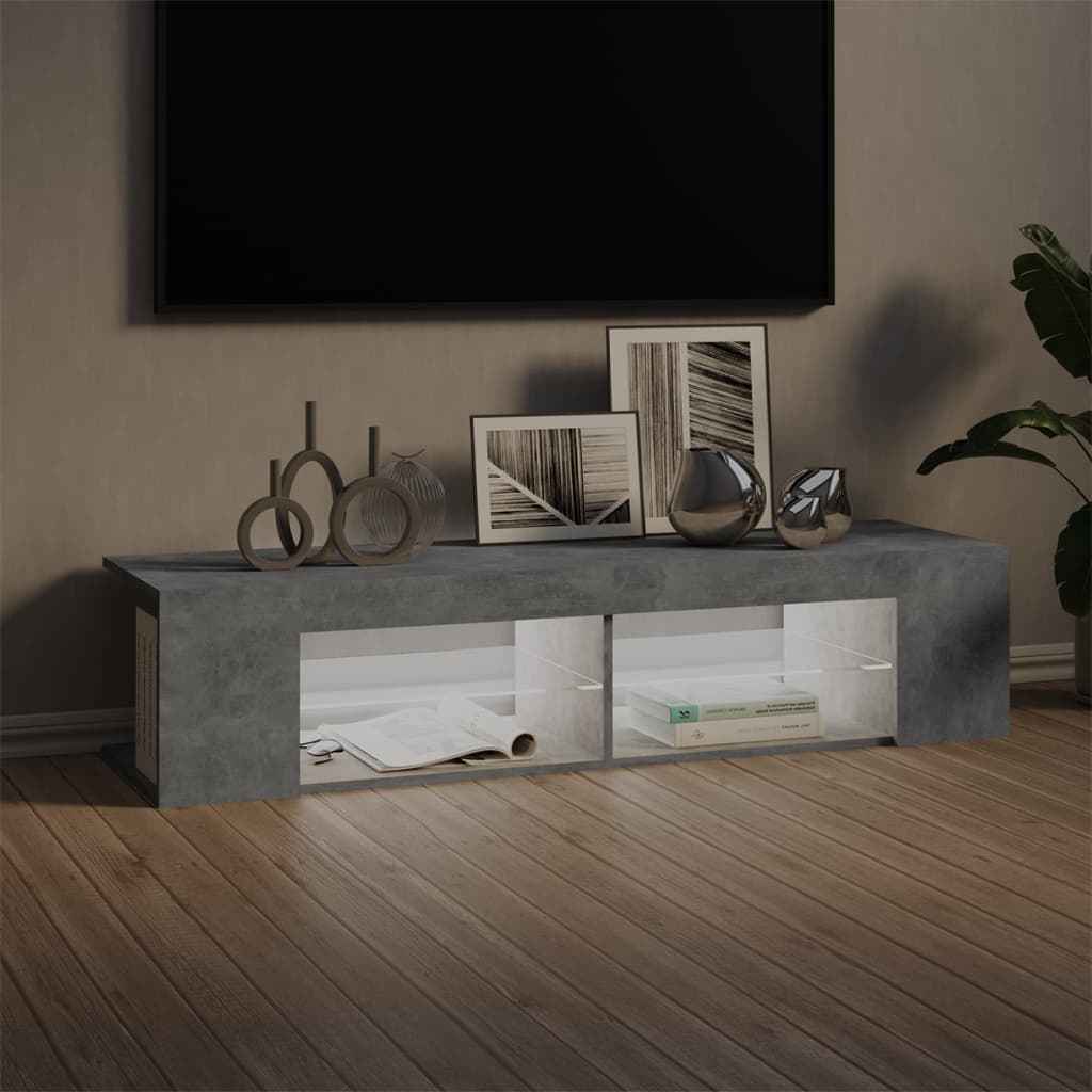 vidaXL TV Cabinet with LED Lights Concrete Grey 135x39x30 cm