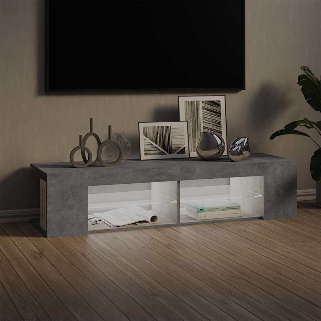 804233 vidaXL TV Cabinet with LED Lights Concrete Grey 135x39x30 cm