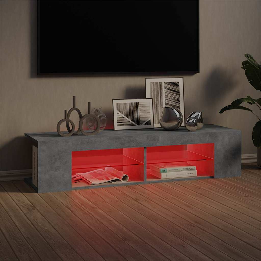 804233 vidaXL TV Cabinet with LED Lights Concrete Grey 135x39x30 cm