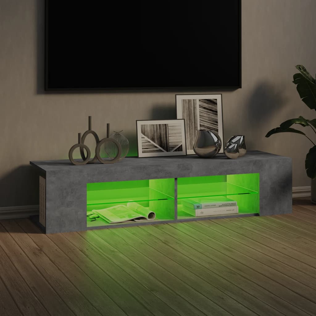 vidaXL TV Cabinet with LED Lights Concrete Grey 135x39x30 cm