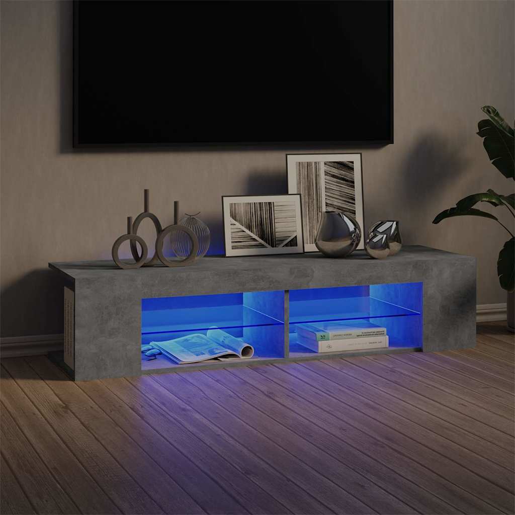 804233 vidaXL TV Cabinet with LED Lights Concrete Grey 135x39x30 cm