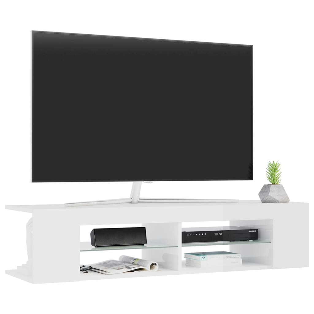 vidaXL TV Cabinet with LED Lights High Gloss White 135x39x30 cm