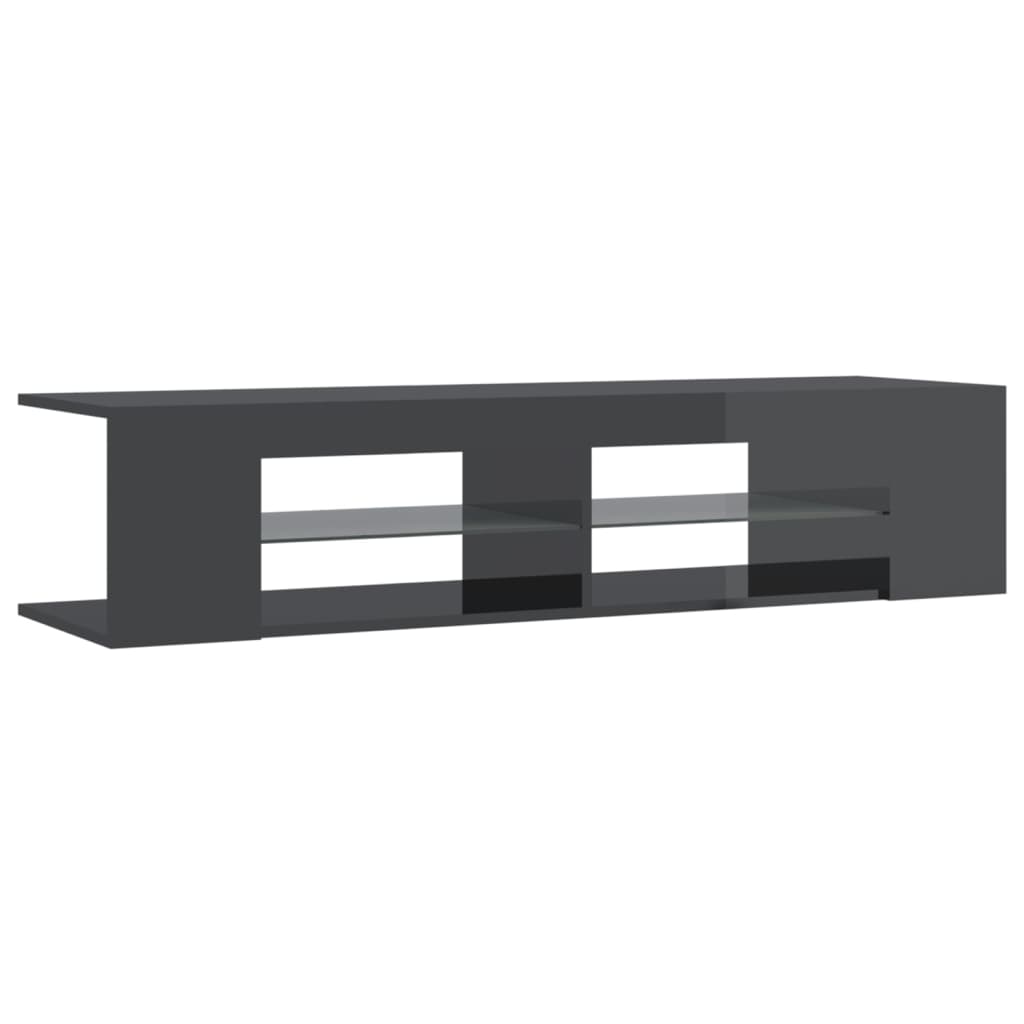 vidaXL TV Cabinet with LED Lights High Gloss Grey 135x39x30 cm