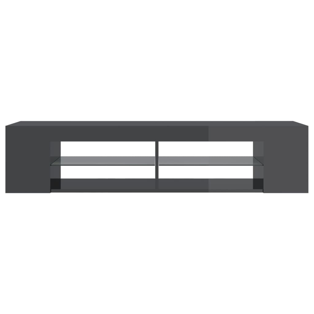 vidaXL TV Cabinet with LED Lights High Gloss Grey 135x39x30 cm