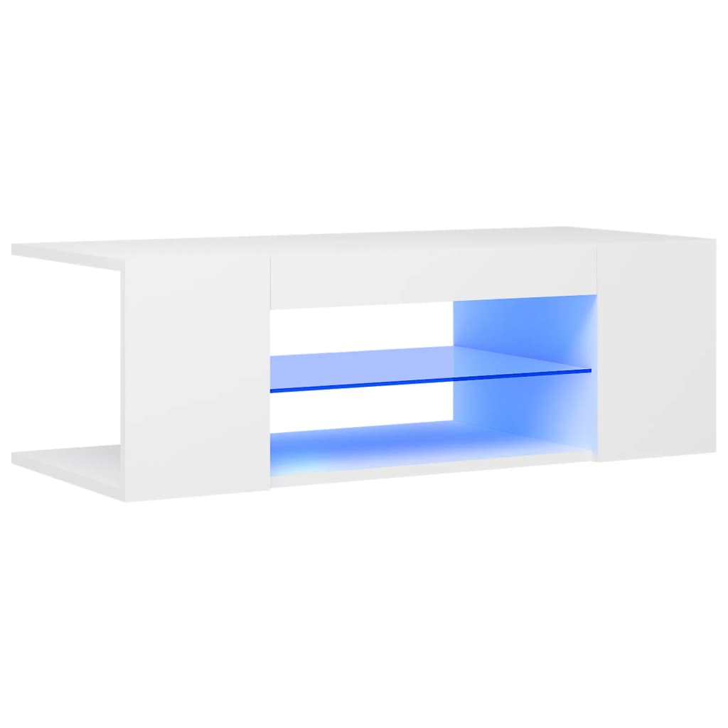 vidaXL TV Cabinet with LED Lights White 90x39x30 cm