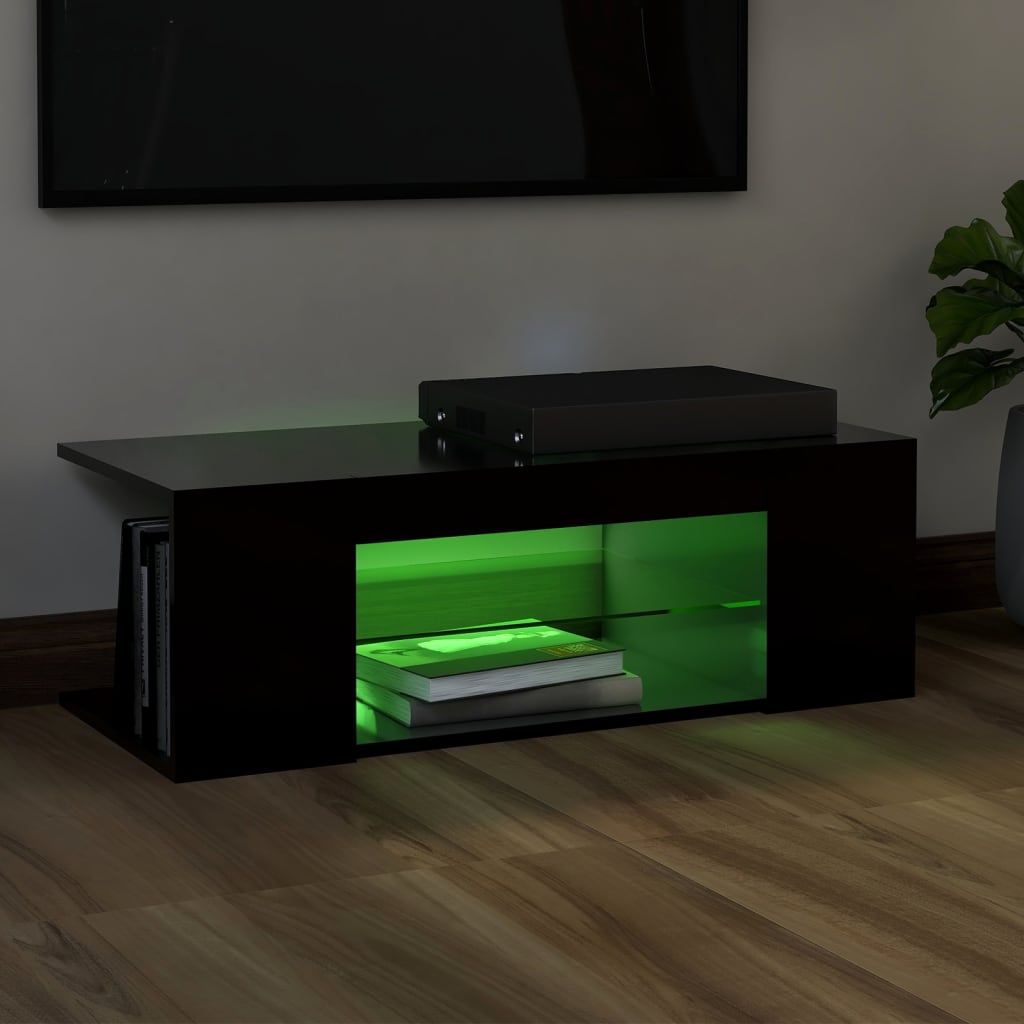 vidaXL TV Cabinet with LED Lights Black 90x39x30 cm