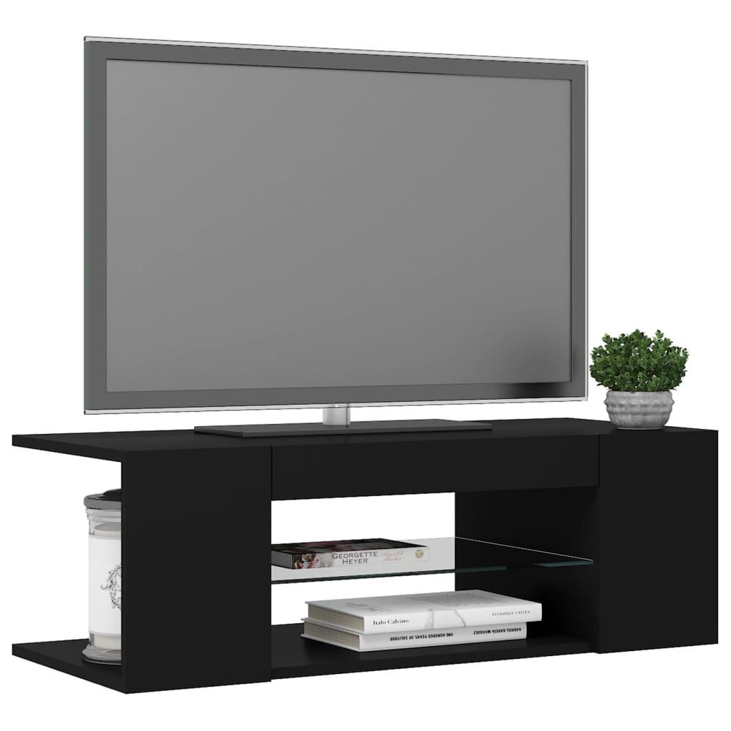 vidaXL TV Cabinet with LED Lights Black 90x39x30 cm