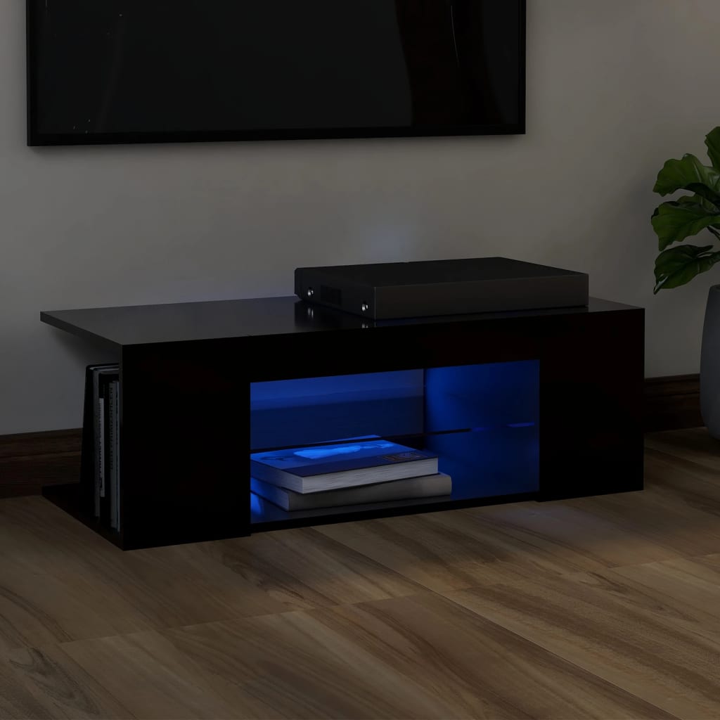 vidaXL TV Cabinet with LED Lights Black 90x39x30 cm