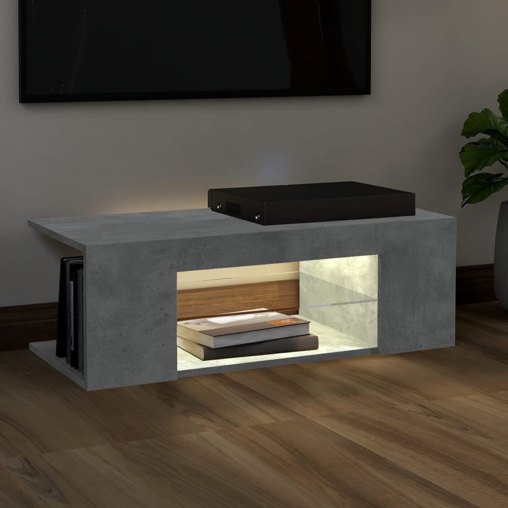 vidaXL TV Cabinet with LED Lights Concrete Grey 90x39x30 cm