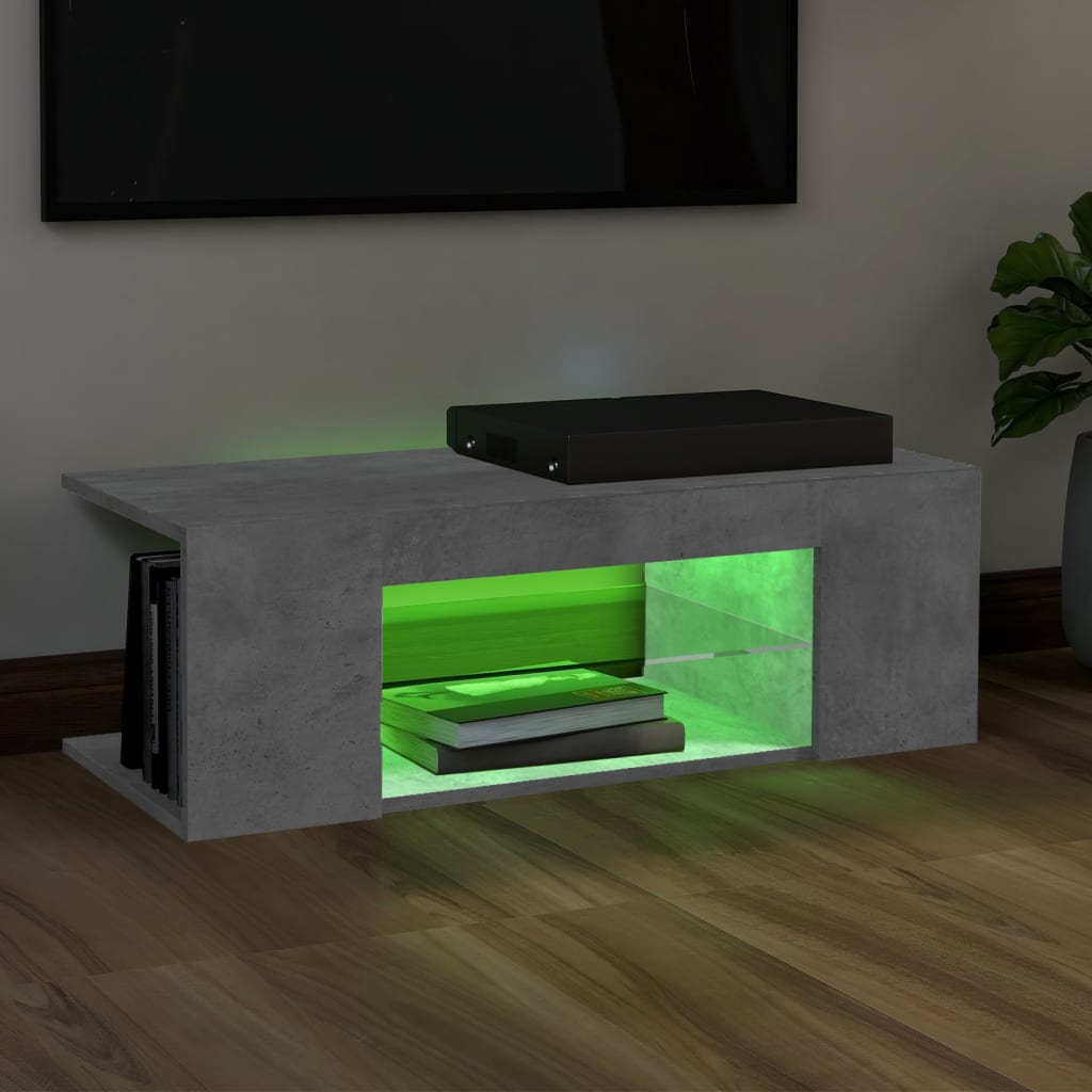 vidaXL TV Cabinet with LED Lights Concrete Grey 90x39x30 cm