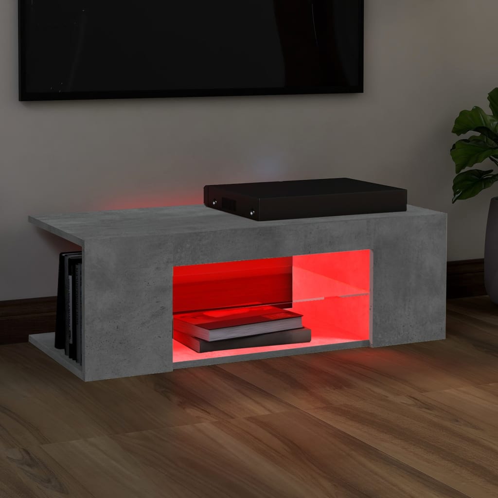 vidaXL TV Cabinet with LED Lights Concrete Grey 90x39x30 cm