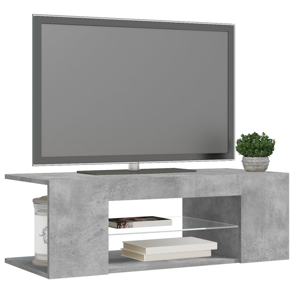 vidaXL TV Cabinet with LED Lights Concrete Grey 90x39x30 cm