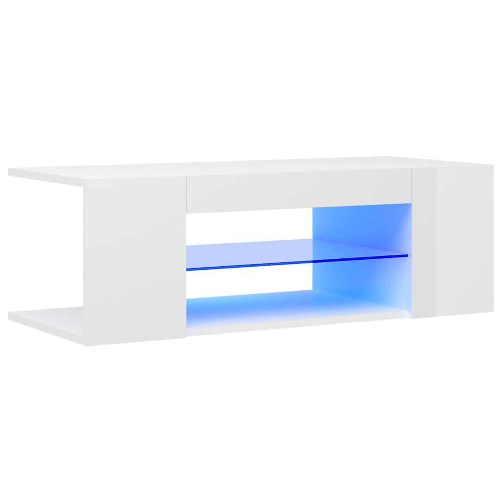 vidaXL TV Cabinet with LED Lights High Gloss White 90x39x30 cm