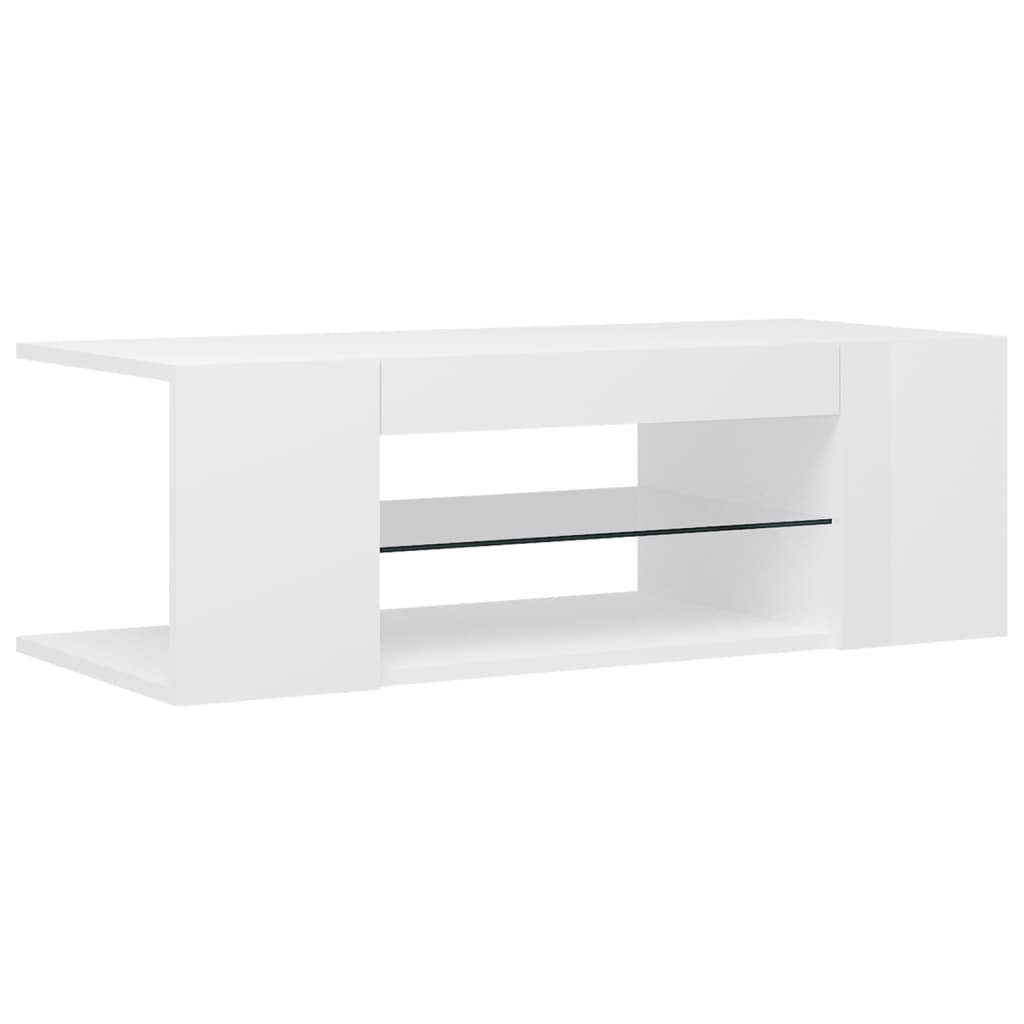 vidaXL TV Cabinet with LED Lights High Gloss White 90x39x30 cm