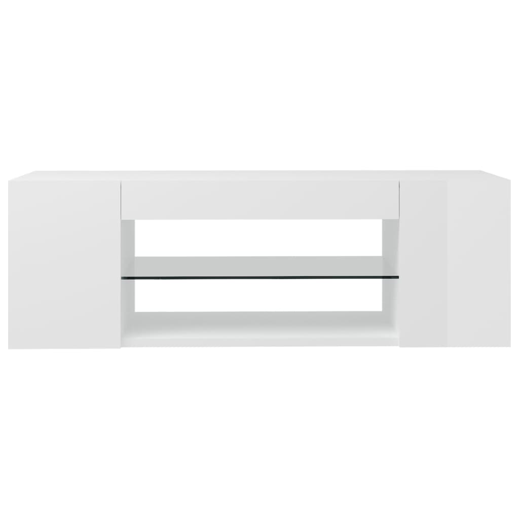 vidaXL TV Cabinet with LED Lights High Gloss White 90x39x30 cm