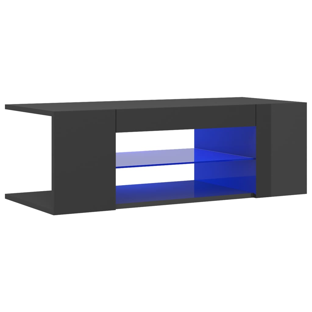 vidaXL TV Cabinet with LED Lights High Gloss Grey 90x39x30 cm