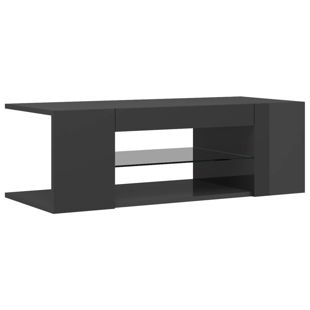 vidaXL TV Cabinet with LED Lights High Gloss Grey 90x39x30 cm