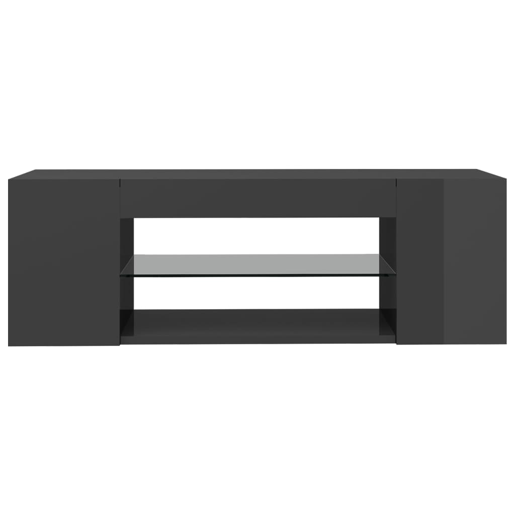 vidaXL TV Cabinet with LED Lights High Gloss Grey 90x39x30 cm