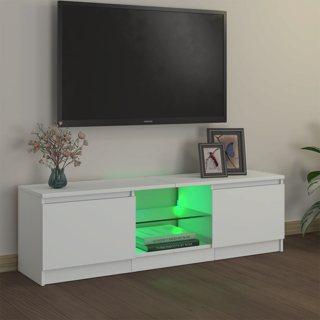 vidaXL TV Cabinet with LED Lights White 120x30x35.5 cm