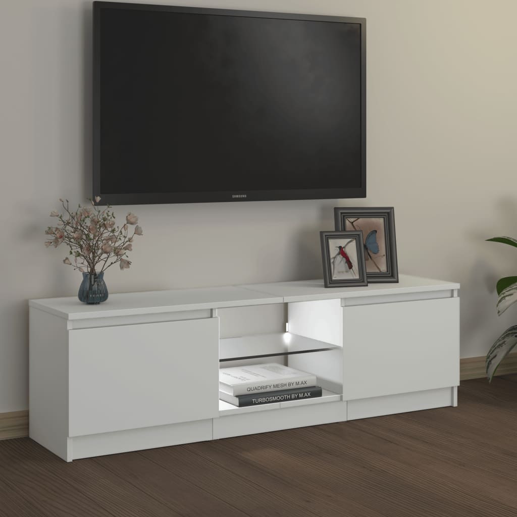 vidaXL TV Cabinet with LED Lights White 120x30x35.5 cm