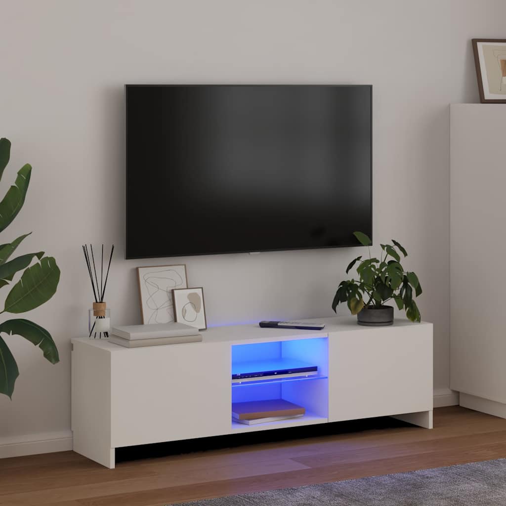 804283 vidaXL TV Cabinet with LED Lights White 120x30x36 cm