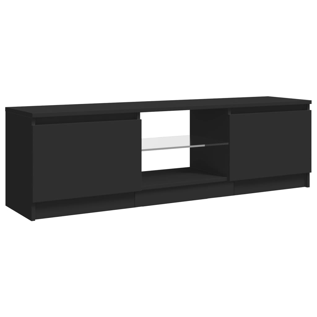 vidaXL TV Cabinet with LED Lights Black 120x30x35.5 cm