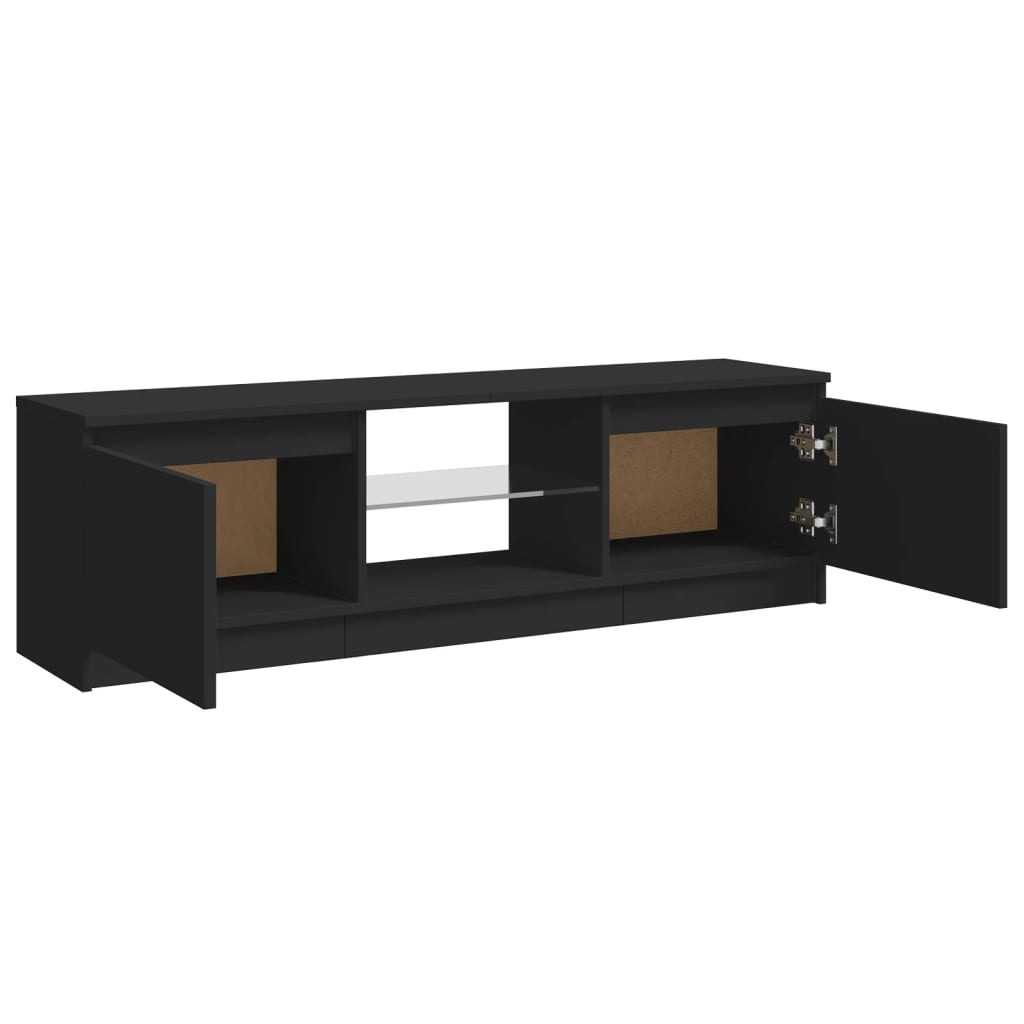 vidaXL TV Cabinet with LED Lights Black 120x30x35.5 cm