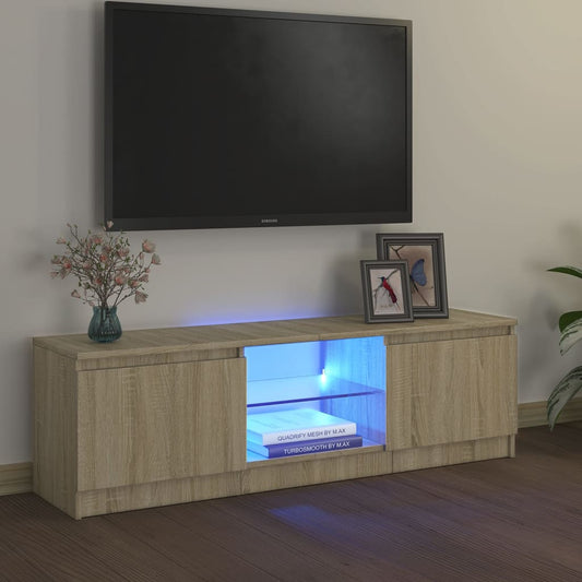 vidaXL TV Cabinet with LED Lights Sonoma Oak 120x30x35.5 cm