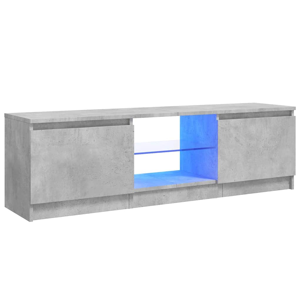 804287 vidaXL TV Cabinet with LED Lights Concrete Grey 120x30x36 cm