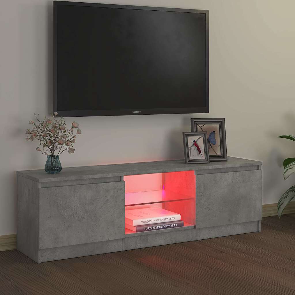 804287 vidaXL TV Cabinet with LED Lights Concrete Grey 120x30x36 cm