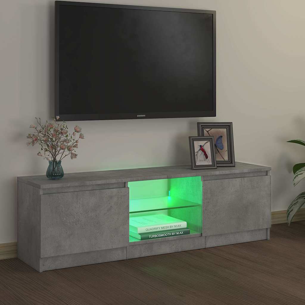 804287 vidaXL TV Cabinet with LED Lights Concrete Grey 120x30x36 cm
