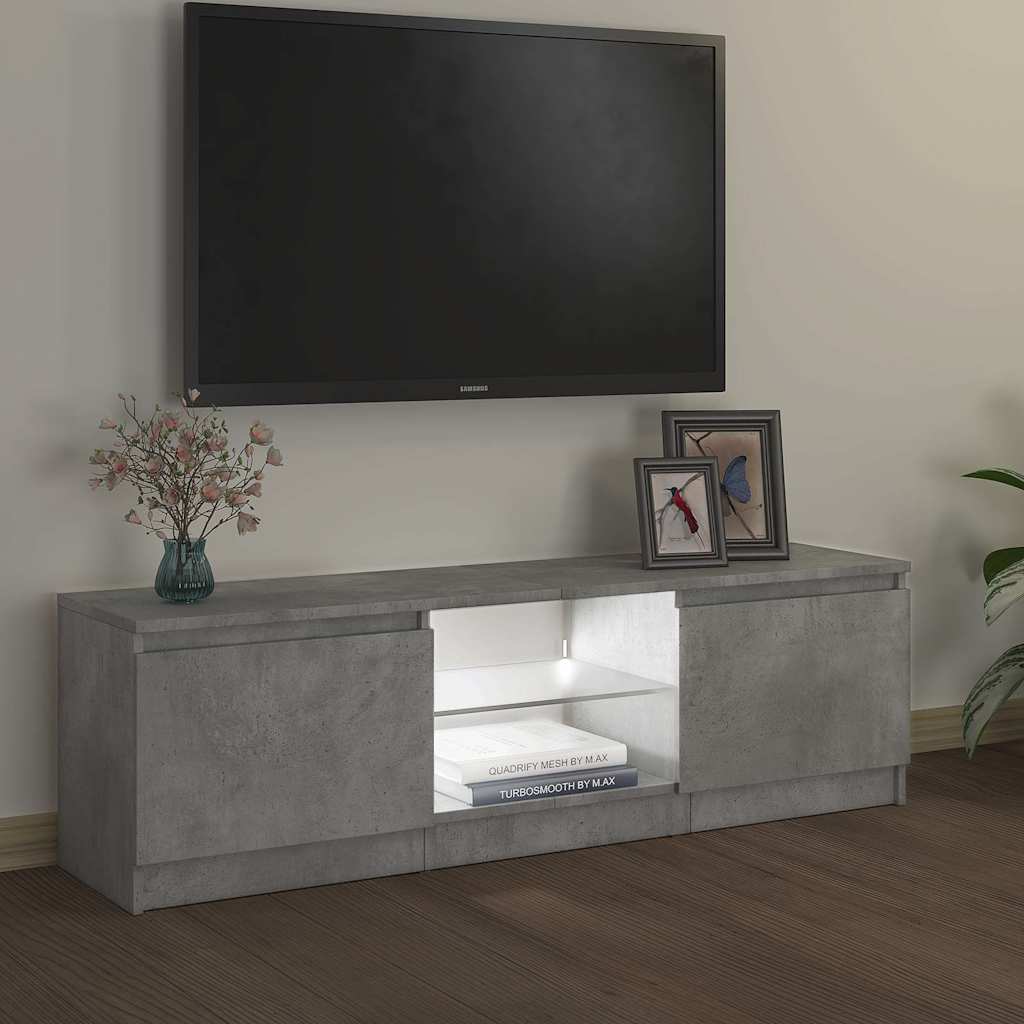 804287 vidaXL TV Cabinet with LED Lights Concrete Grey 120x30x36 cm