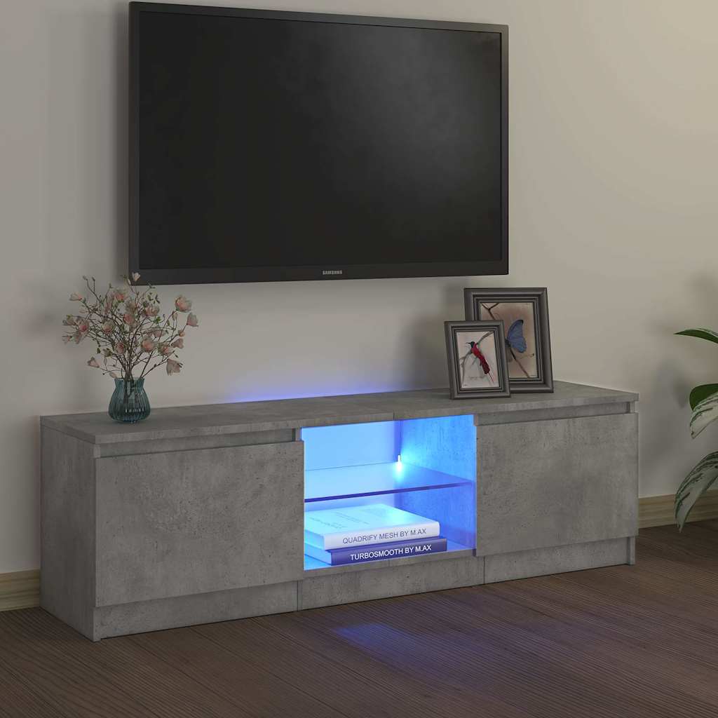 804287 vidaXL TV Cabinet with LED Lights Concrete Grey 120x30x36 cm