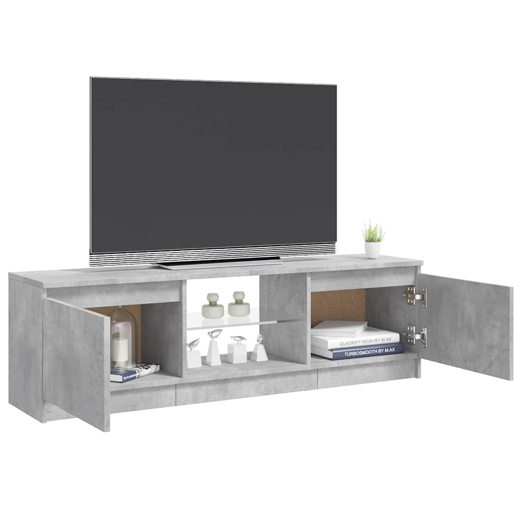 804287 vidaXL TV Cabinet with LED Lights Concrete Grey 120x30x36 cm