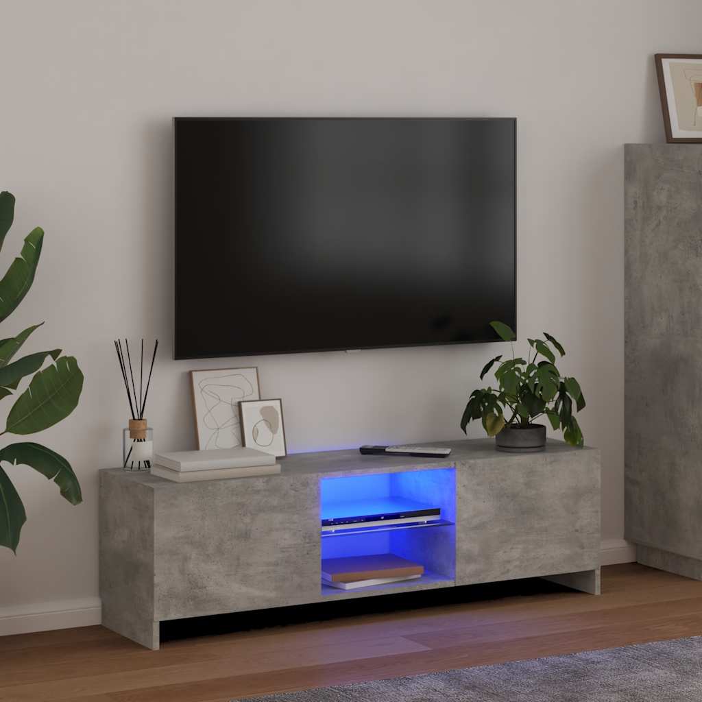 TV Cabinet with LED Lights Concrete Grey 120x30x36 cm