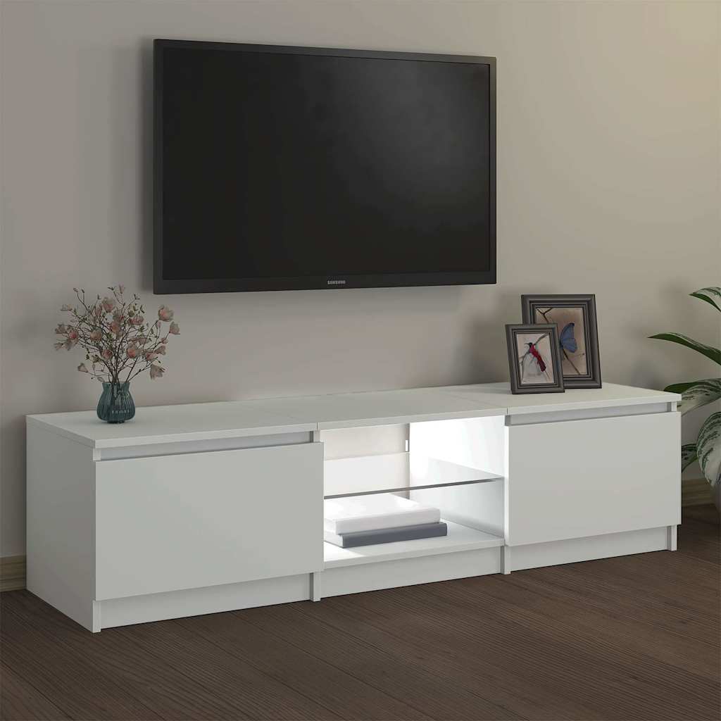 804292 vidaXL TV Cabinet with LED Lights White 140x40x36 cm