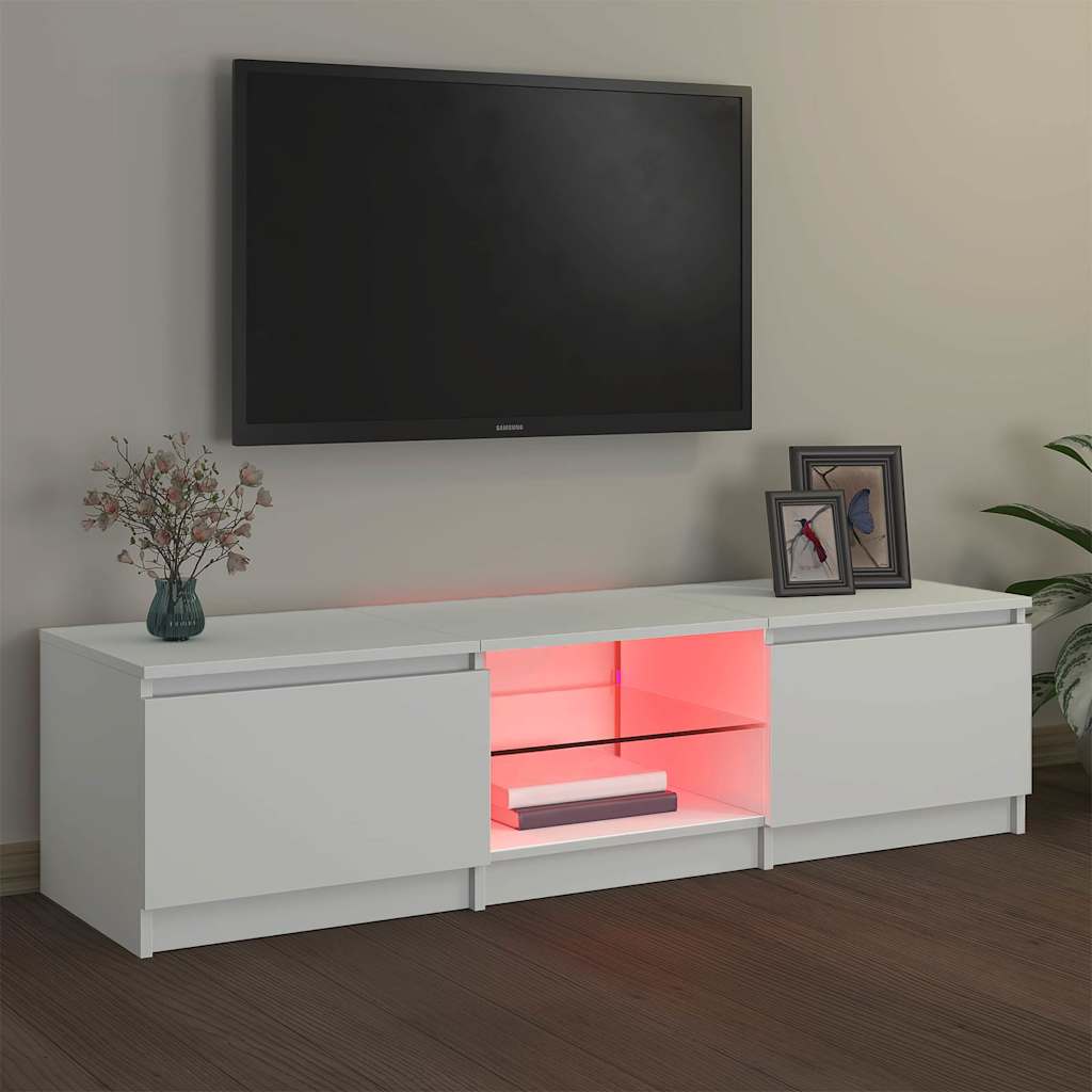 804292 vidaXL TV Cabinet with LED Lights White 140x40x36 cm