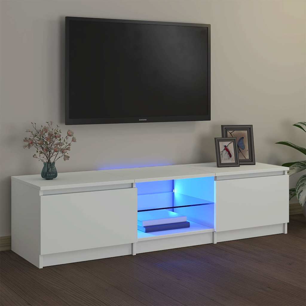 804292 vidaXL TV Cabinet with LED Lights White 140x40x36 cm