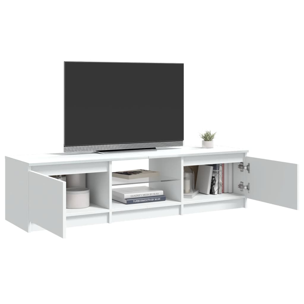 vidaXL TV Cabinet with LED Lights White 140x40x35.5 cm