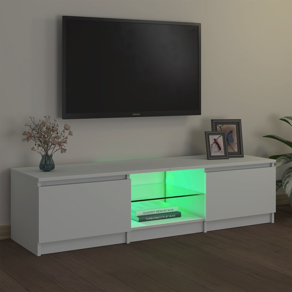 vidaXL TV Cabinet with LED Lights White 140x40x35.5 cm