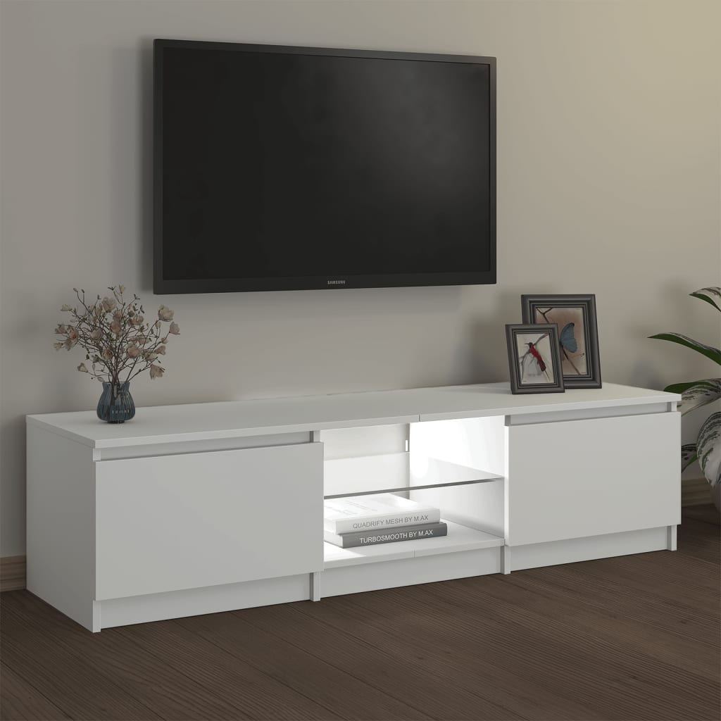 vidaXL TV Cabinet with LED Lights White 140x40x35.5 cm