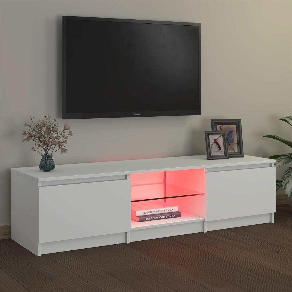 vidaXL TV Cabinet with LED Lights White 140x40x35.5 cm