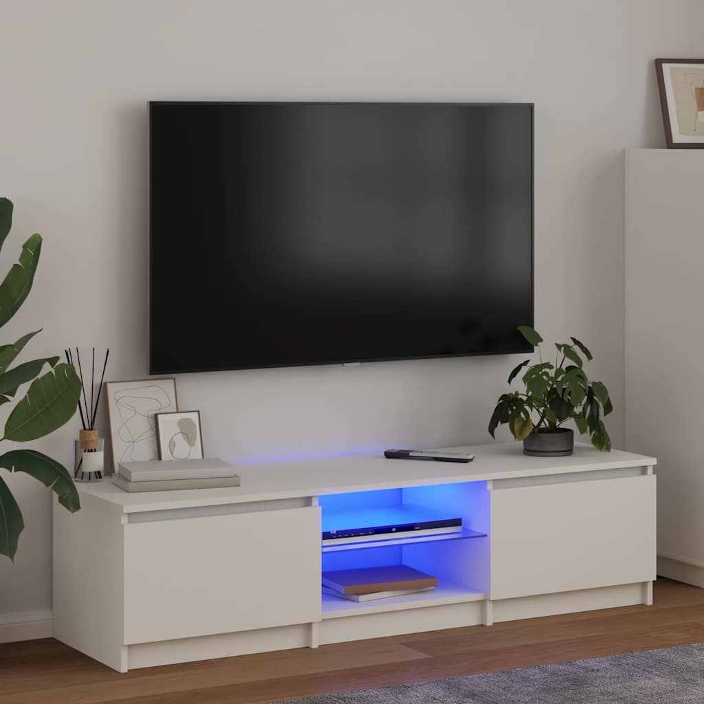 804292 vidaXL TV Cabinet with LED Lights White 140x40x36 cm