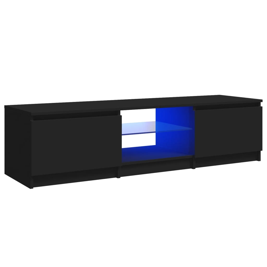 vidaXL TV Cabinet with LED Lights Black 140x40x35.5 cm