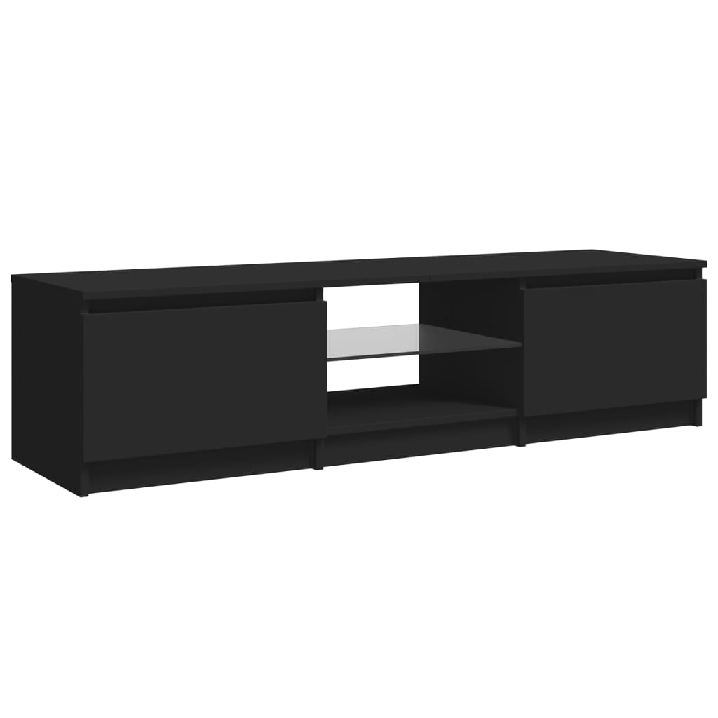 vidaXL TV Cabinet with LED Lights Black 140x40x35.5 cm