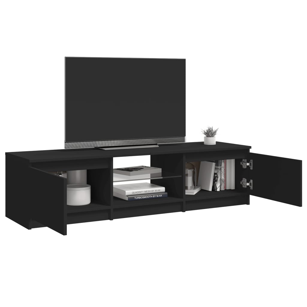 vidaXL TV Cabinet with LED Lights Black 140x40x35.5 cm