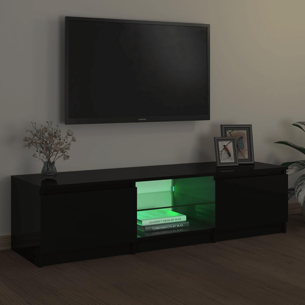 vidaXL TV Cabinet with LED Lights Black 140x40x35.5 cm