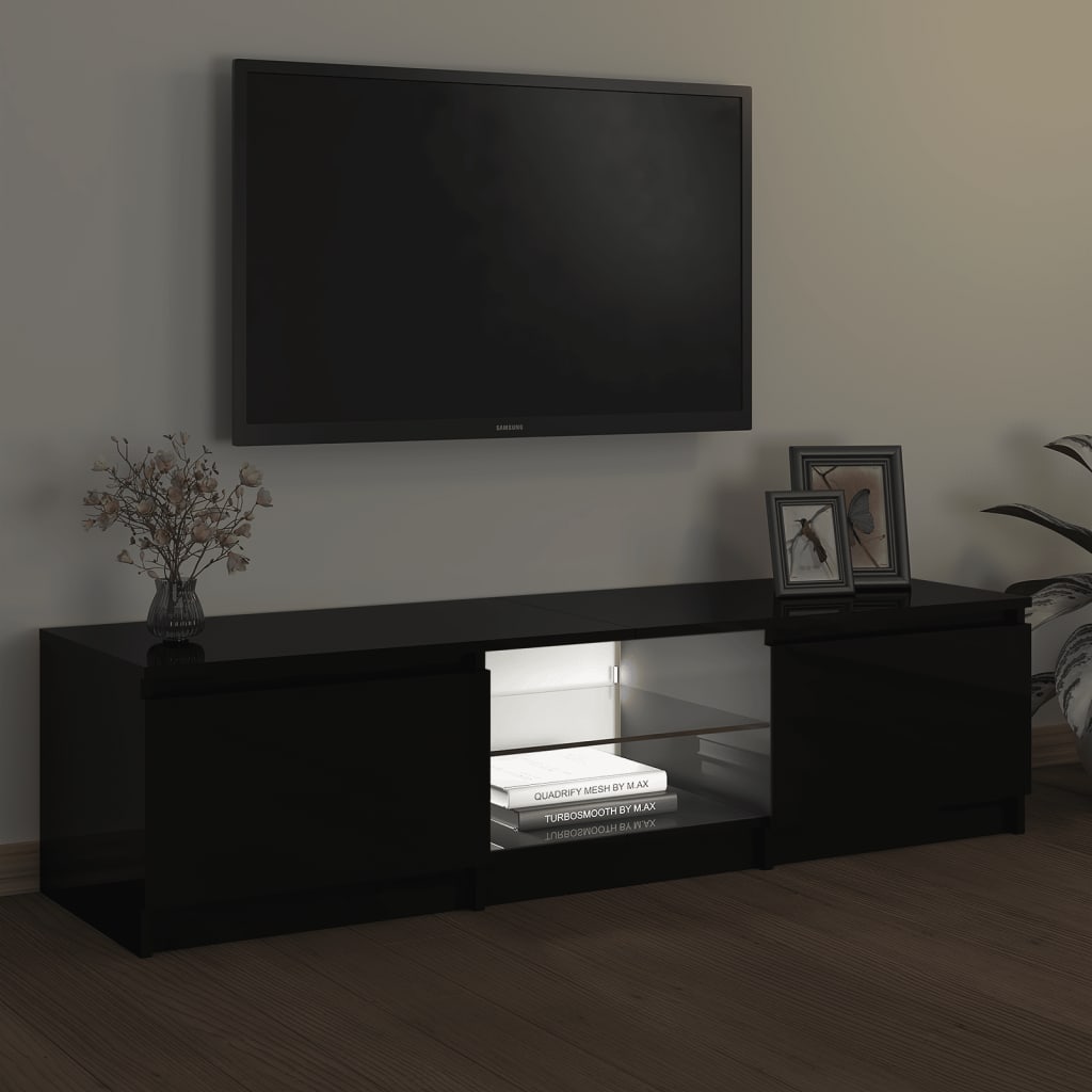 vidaXL TV Cabinet with LED Lights Black 140x40x35.5 cm