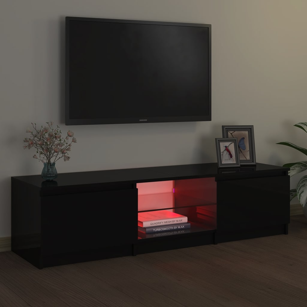 vidaXL TV Cabinet with LED Lights Black 140x40x35.5 cm